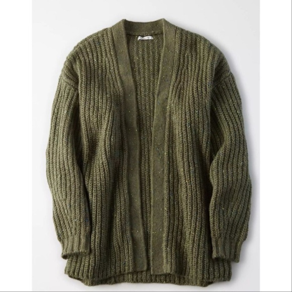 American Eagle Oversized Open Cardigan Green Size Medium